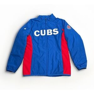 Women's Majestic Royal Chicago Cubs On-Field Thermal Base Full-Zip Jacket Size M